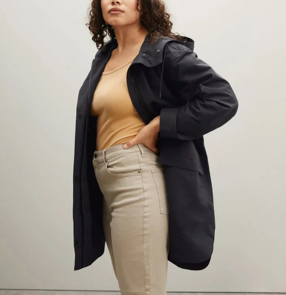 Everlane jacket City Anorak Black Rain Coat Oversize Free Small A011333